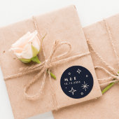 Navy Maan & Sterren Hemelse Trouwsticker Ronde Sticker