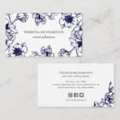 Navy Magnolia  hand Schildpaddenstoelen Visitekaartje (Voorkant / Achterkant)