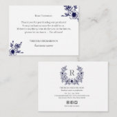 Navy Magnolia Wreath Bedankt voor uw aankoop Informatiekaartje (Voorkant / Achterkant)