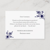 Navy Magnolia Wreath Bedankt voor uw aankoop Informatiekaartje (Voorkant)