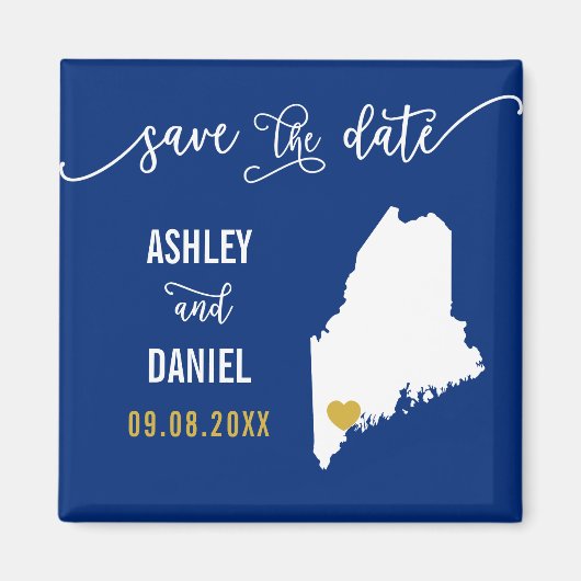 Navy Maine Wedding Sla de datumkaart op Magneet (Voorkant)