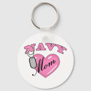 Navy mama Roze Heart N Dog Tags Sleutelhanger