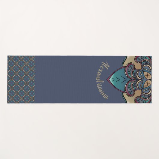 Navy Mandala Pilates Yoga Exercise Yogamat (Voorkant (horizontaal))