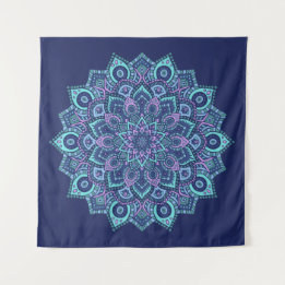 Navy Mandala Tapestry Wandkleed
