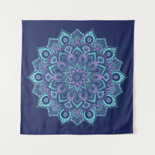 Navy Mandala Tapestry Wandkleed