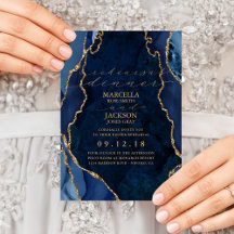 Navy Marble & Gold Agate Dinner Rehearsal Invitati