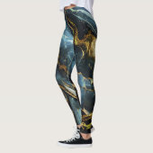 Navy marble with golden details leggings (Links)