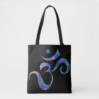 Navy Marbled  Om  Tote Bag