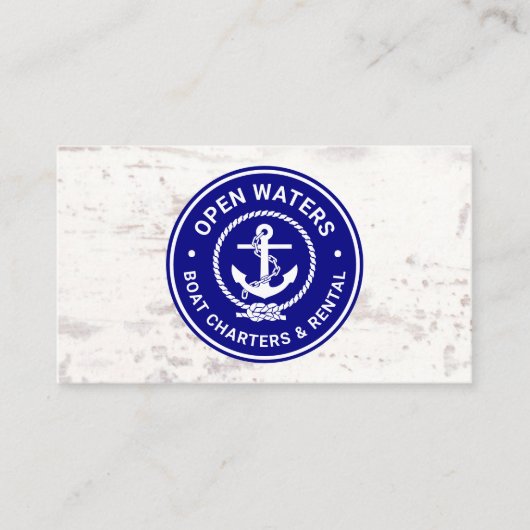 Navy Marina Boat Charter Logo Visitekaartje (Voorkant)
