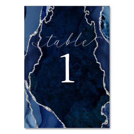 Navy, marmer en Silver Agate Table Kaart (Achterkant)
