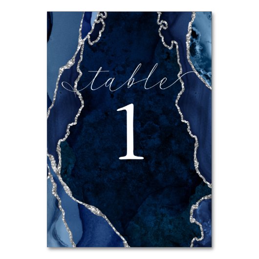Navy, marmer en Silver Agate Table Kaart (Voorkant)