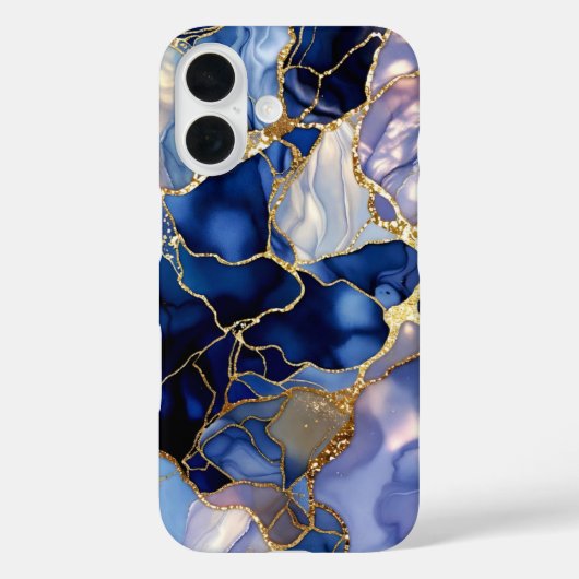 Navy Marmer Hoesje Goud Abstract Luxe (Achterkant)