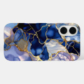 Navy Marmer Hoesje Goud Abstract Luxe (Achterkant (horizontaal))