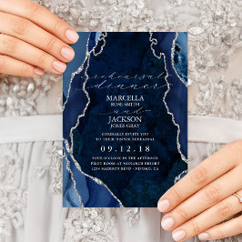 Navy Marmer & Zilveren Agaat Eetproef Kaart