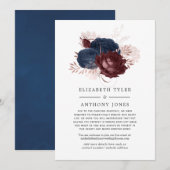 Navy, Maroon en Roos Gold Verminderde gastenlijst Aankondiging (Voorkant / Achterkant)