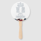 Navy Marsala Bloem Trouwprogramma Cirkel Fan Handwaaier (Achterkant)