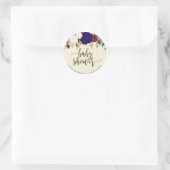 Navy Marsala Bloemen baby shower sticker gunsten (Tas)