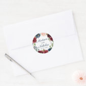 Navy Marsala Bloemen Bruiloft Envelop Seal Sticker (Envelop)