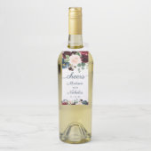 Navy Marsala Bloemen Bruiloft Wijnfles Hanger Labe (Op fles)