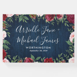 Navy Marsala Country Rustiek Bruiloft Gastenboek