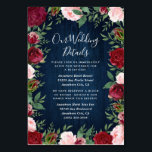 Navy Marsala Country Rustieke Bruiloft invoegen Ka Kaart<br><div class="desc">Navy Marsala Country Rustic Wedding Insert Kaarten - heeft een rustieke marineblauwe houten achtergrond met groen,  rozen en andere bloemenelementen in tinten van blush roze,  marsala,  bordeaux en meer.</div>