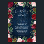 Navy Marsala Country Rustieke Bruiloft invoegen Ka Kaart<br><div class="desc">Navy Marsala Country Rustic Wedding Insert Kaarten - heeft een rustieke marineblauwe houten achtergrond met groen, rozen en andere bloemenelementen in tinten van blush roze, marsala, bordeaux en meer.</div>