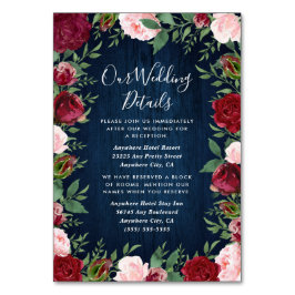 Navy Marsala Country Rustieke Bruiloft invoegen Ka Kaart