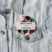 Navy & Marsala Floral Shabby Chic Brother of Groom Ronde Button 7,6 Cm (In situ)