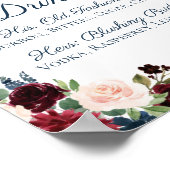 Navy Marsala Floral Signature Drink Cocktail Sign Poster (Hoek)