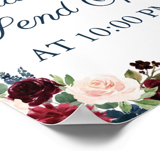 Navy Marsala Floral Sparkler stuurt Poster uit (Hoek)