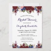 Navy Marsala Floral Vrijgezellenfeest Kaart (Voorkant)