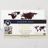 Navy Marsala Gold boarding Pass Wedding Invitation Kaart (Voorkant / Achterkant)