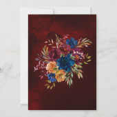 Navy Marsala Oranje Floral Geometric Wedding Invi Kaart (Achterkant)