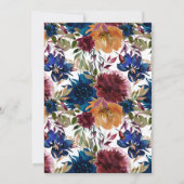 Navy Marsala Oranje Floral Geometric Wedding Invi Kaart (Achterkant)
