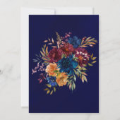 Navy Marsala Oranje Floral Gold Geometric Wedding Kaart (Achterkant)
