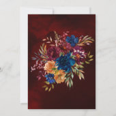 Navy Marsala Oranje Floral Gold Geometric Wedding Kaart (Achterkant)