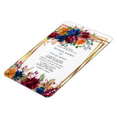 Navy Marsala Oranje Floral Gold Wedding Invite Magneet (Linkerzijde)