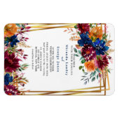 Navy Marsala Oranje Floral Gold Wedding Invite Magneet (Horizontaal)