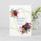 Navy Marsala Oranje Floral Weddenschap Hartelijk d Kaart (Staand voorkant)