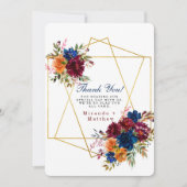 Navy Marsala Oranje Floral Weddenschap Hartelijk d Kaart (Voorkant)