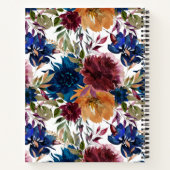Navy Marsala Oranje Floral Wedding Planner-laptop Notitieboek (Achterkant)