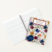 Navy Marsala Oranje Floral Wedding Planner-laptop Notitieboek (Binnen)