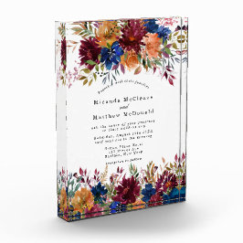 Navy Marsala Oranje Keepaardbruiloft Invite Fotoblokken