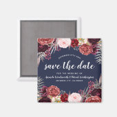 Navy Marsala Peony Bruiloft Save the Date Magneten (Voorkant / Achterkant)