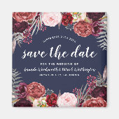 Navy Marsala Peony Bruiloft Save the Date Magneten (Voorkant)