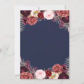 Navy Marsala Peony Herfst Bridal Shower Uitnodigin Kaart (Achterkant)