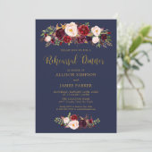 Navy Marsala Rode Herfst Oefenavondmaal Kaart (Staand voorkant)