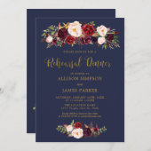 Navy Marsala Rode Herfst Oefenavondmaal Kaart (Voorkant / Achterkant)