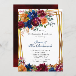 Navy Marsala Sinaasappel Floral Bridesmaids Lunche