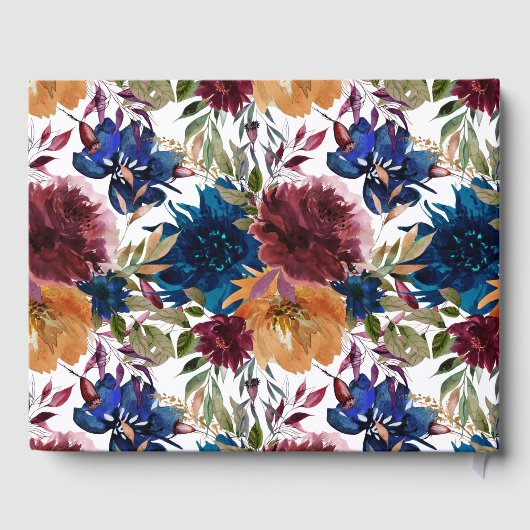 Navy Marsala Sinaasappel Floral Wedding Gastenboek (Achterkant)